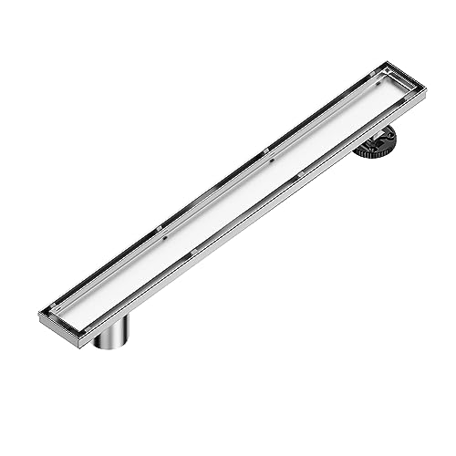 Neodrain 48In Offset Linear Shower Drain w/Tile Insert Grate Cover, Brushed | 304 Stainless Steel Rectangle Side Outlet Shower Floor Drain, Adjustable Leveling Foot, Hair Strainer/Catcher - color: Brushed-tile Insert Cover, size: 48 IN
