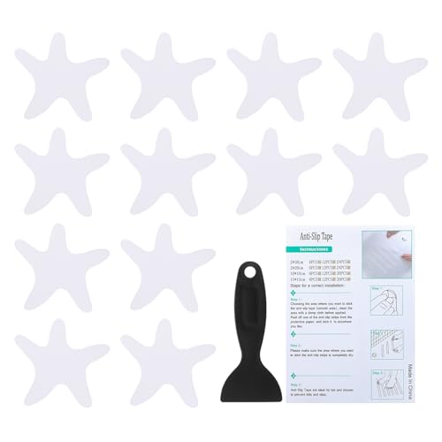 PATIKIL Bathtub Non Slip Stickers 3.86x3.86 Inch, 12 Pack Starfish Safety Shower Floor Anti Slip Stickers with Adhesive Decals Scraper for Bath Tub Shower Floor Stair, White - color: White