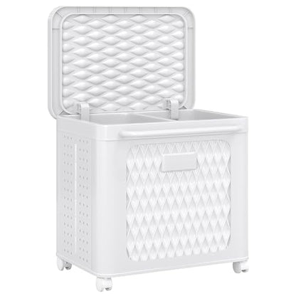 WESAPPINC 55L Collapsible Large Laundry Hamper, Plastic Laundry Basket with Wheels,Suitable for Bathroom, Bedroom, Dorm Room & Laundry Room,Basket with Handle (80L White) - color: 80L White