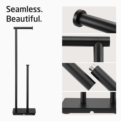 KES Toilet Paper Holder Stand with Weighted Base, Matte Black, 29.5" H | SUS304 Stainless Steel, Rustproof, Anti-Slip Pads, Fits Most Household Rolls, Easy Assembly, Bathroom, Modern Design - color: Matte Black