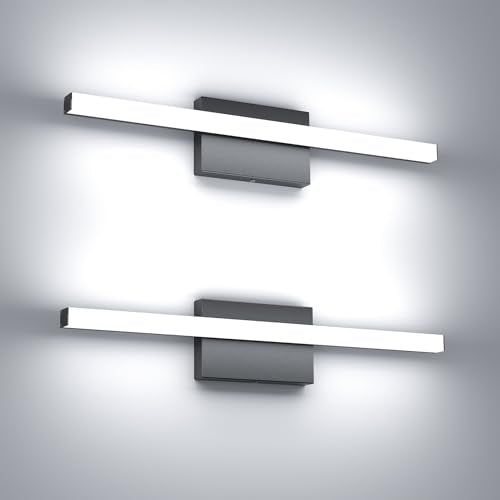24Inch LED Bathroom Vanity Light Bar 5700K Dimmable Led Bathroom Light Over Mirror Modern Bath Wall Light Cool White ETL Certified 24W 2Pack - color: 2 Pack - Black 5700k Daylight, size: 24 Inch