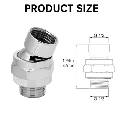 EMVANV Shower Head Swivel Ball Adapter, All Metal Adjustable Shower Arm Extension Connector, Adjustable Pivot Ball To Adjust Showerhead Angle, Universal Showering Component(Silver)