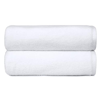 Amazon Basics 2-Piece Quick-Dry Oversize Bath Towel, 100% Cotton, 54" x 30", White - color: White, size: 2 Piece, style: Bath Towel (Pack of 2)