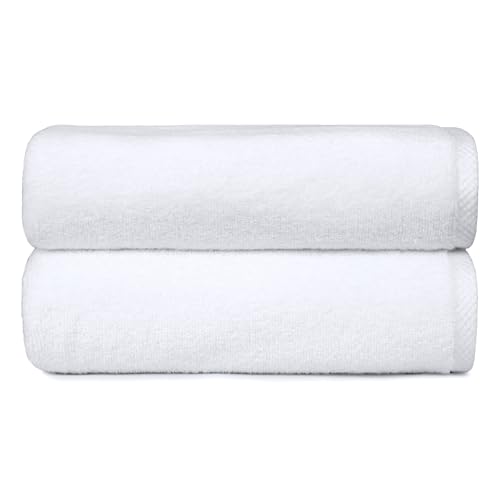 Amazon Basics 2-Piece Quick-Dry Oversize Bath Towel, 100% Cotton, 54" x 30", White - color: White, size: 2 Piece, style: Bath Towel (Pack of 2)