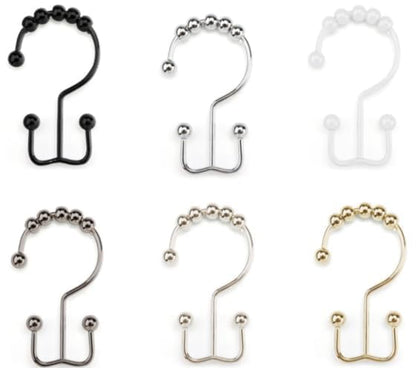 12Pcs Shower Curtain Hooks Rings, Rust Resistant Metal Double Glide Shower Hooks Rings for Bathroom Shower Rods Curtains - color: Gold