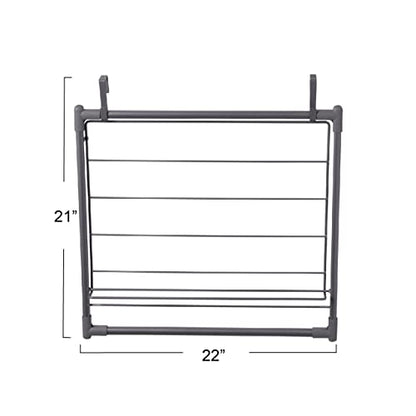 Household Essentials Metal Expandable Over the Door Drying Rack, Gray