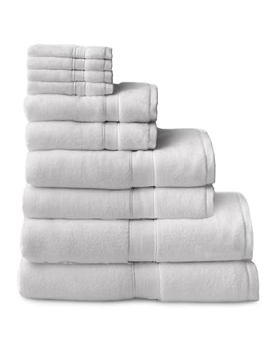 Cozy Earth Complete Luxe Bath Bundle - 60% Cotton 40% Viscose from Bamboo - Quick Dry & Plush Cotton Bath Towel Set - 4 Washcloths, 2 Hand Towels, 2 Bath Towels, 2 Bath Sheets - Light Grey - color: Light Grey