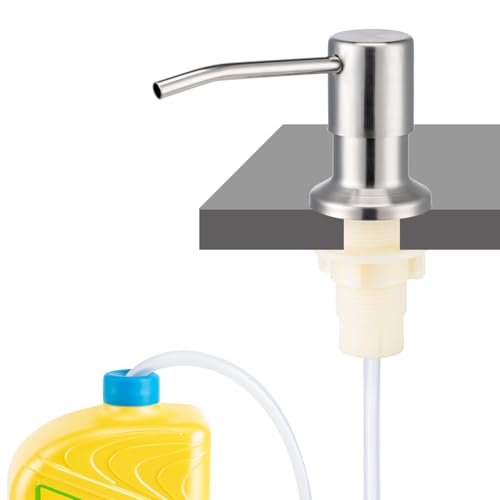 Soap Dispenser for Kitchen Sink, Countertop/Built in Dish Soap Dispenser | Sink Soap Dispenser with Stainless Steel Pump and 47" Silicone Extension Tube Kit, No Need to Frequent Refills-Brushed Nickel - color: Brushed Nickel