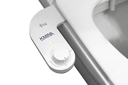 KMINA Toilet Bidet Attachment, Self-Cleaning Nozzle, Fresh Water Non-Electric, Adjustable Water Pressure, Rear Wash, White