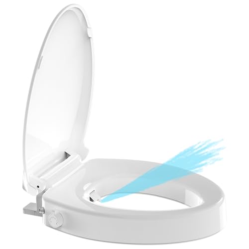 Aünsffer Raised Toilet Seat Bidet 2.91in, Elongated Bidet Toilet Seat, 3 Wash Mode, Soft Close & Quick Release, no Electric, Adjustable Anti-Slip Pad, Home/Commercial Use for Senior, 18.5inch, White