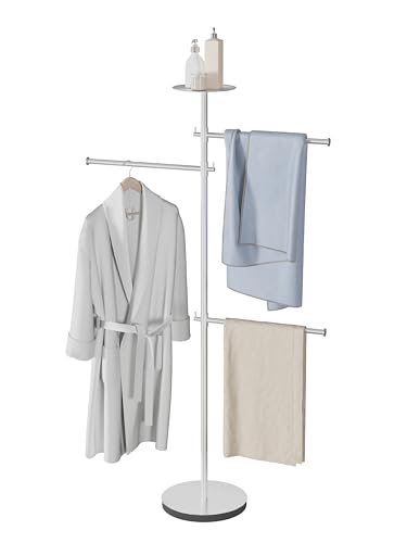 RFOUO Freestanding Towel Rack for Bathroom, 42-Inch,Brushed Nickel | Floor Bath Towel Holder Stand, Heavy Marble Base,Towel Drying Rack, Stainless Steel Brushed Finish