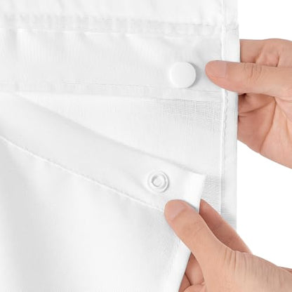 70x57 Waterproof Fabric Snap-in Shower Curtain Liner Replacement White | Machine Washable & Hotel Quality, 1 Pack Detachable Soft Durable Premium Cloth Shower Curtain Liner with 3 Weighted Magnets - size: 70"W x 57"L (Pack of 1)
