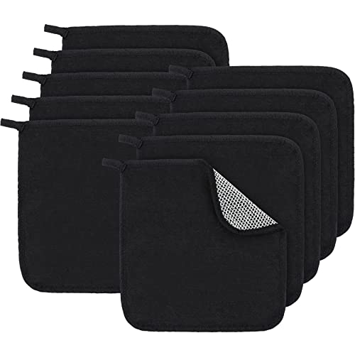 Tudomro 10 Pcs Exfoliating Washcloths Double Sided Man Wash Cloths Body Face Exfoliating Scrub Cloths for Shower Men Women(10 x 10 Inch,Black) - color: Black, size: 10 x 10 Inch