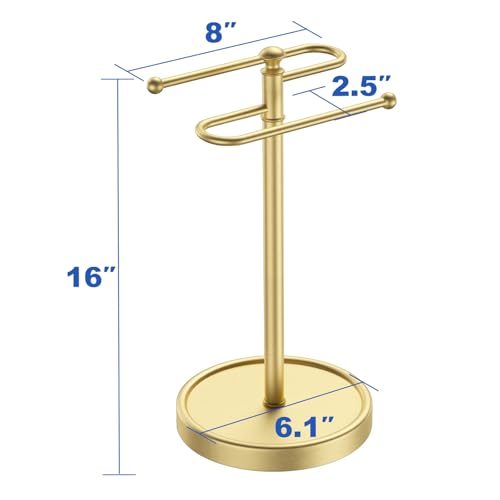 Hand Towel Holder, 304 Stainless Steel Heavy Duty S Shape Hand Towel Stand Free Standing Towel Bar for Bathroom Kitchen Countertop - color: Gold
