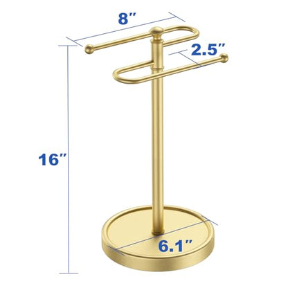 Hand Towel Holder, 304 Stainless Steel Heavy Duty S Shape Hand Towel Stand Free Standing Towel Bar for Bathroom Kitchen Countertop - color: Gold