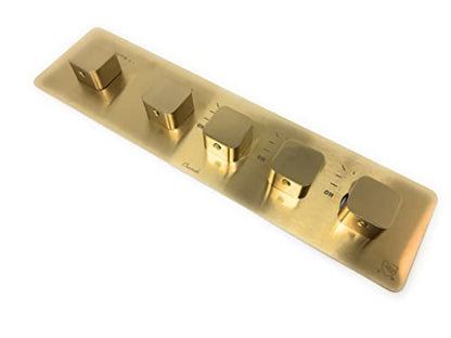 Cascada Classic Design 31 Inch (600mmx800mm) Large Rain Shower Set with Waterfall LED Rectangle recessed ceiling-mount 4 Function shower head (Brushed Gold) - color: Brushed Gold