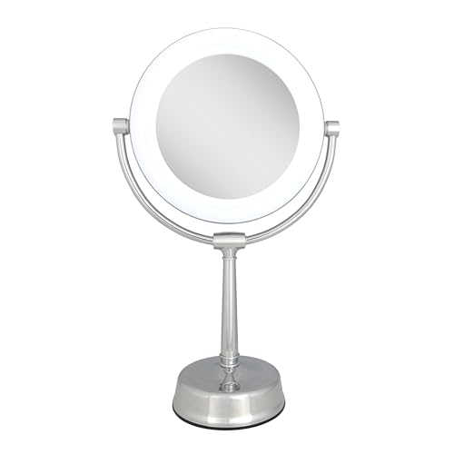 Zadro 12" Lexington LED Lighted Makeup Mirror with Magnification & Infinity Dimmer Touch Pad (Large | 12" x 20.75" | 10X/1X, Chrome) - color: Chrome