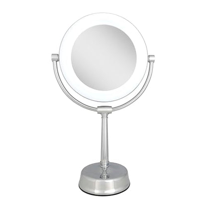 Zadro 12" Lexington LED Lighted Makeup Mirror with Magnification & Infinity Dimmer Touch Pad (Large | 12" x 20.75" | 10X/1X, Chrome) - color: Chrome