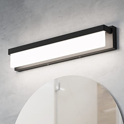 LED Bathroom Vanity Light Fixture Over Mirror 24.4 inch Modern Rectangle Black Matte Metal Lighting Bar 4000K Daylight Wall Sconce (Black) - color: Black, size: 24 inch