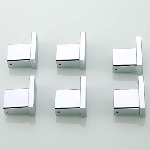 RANDOM Towel Hooks Bathroom Hardware Accessories Coat Hook 304 Stainless Steel Clothes Hook for Bath Kitchen Contemporary Hotel Style Wall Mounted 2 Pack. (Square, Chrome) - color: Single Hook-Polished Chrome