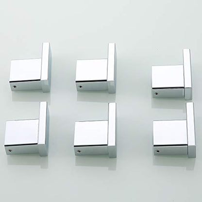 RANDOM Towel Hooks Bathroom Hardware Accessories Coat Hook 304 Stainless Steel Clothes Hook for Bath Kitchen Contemporary Hotel Style Wall Mounted 2 Pack. (Square, Chrome) - color: Single Hook-Polished Chrome