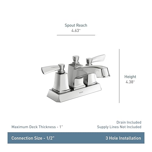 Moen Conway Spot Resist Brushed Nickel Two-Handle Centerset Bathroom Faucet with Drain Assembly, WS84922SRN - color: Spot Resist Stainless, size: (Pack of 1)