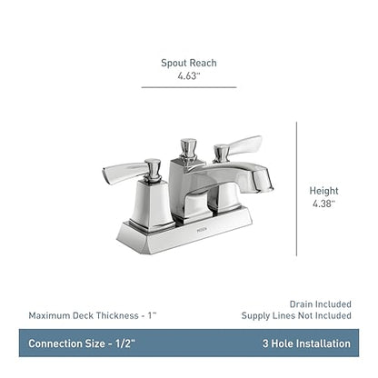Moen Conway Spot Resist Brushed Nickel Two-Handle Centerset Bathroom Faucet with Drain Assembly, WS84922SRN - color: Spot Resist Stainless, size: (Pack of 1)