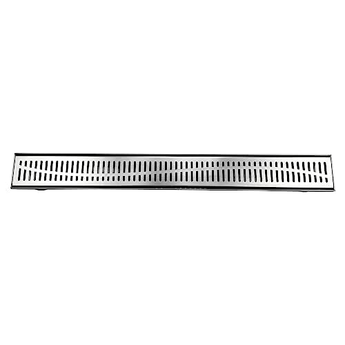Neodrain 36" Linear Shower Drain with Removable Wave Pattern Grate,Brushed | Professional Brushed 304 Stainless Steel Rectangle Shower Floor Drain Manufacturer,with Leveling Feet, Hair Strainer - size: 36 In