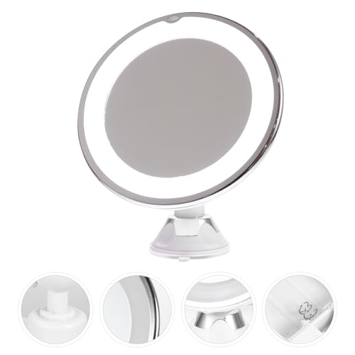OSALADI 10x Magnifying LED Lighted Makeup Mirror with Suction Cup, 7-inch Bathroom Vanity Mirror for Detailed Cosmetics Application and Travel Use