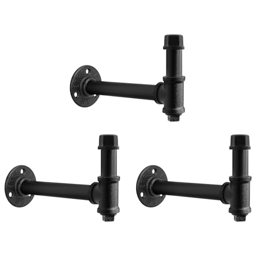 NearMoon 3 Packs Bathroom Robe and Towel Hooks for Hanging, Rustic Style Vintage Industrial Pipe Wall Mounted Hooks, Heavy Duty DIY Hardware Coat Hook for Kitchen (6 Inch) - size: 6 Inch