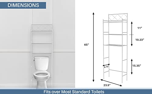 J&V TEXTILES 3-Shelf Bathroom Organizer Over The Toilet, Bathroom Spacesaver (Black) - color: Black