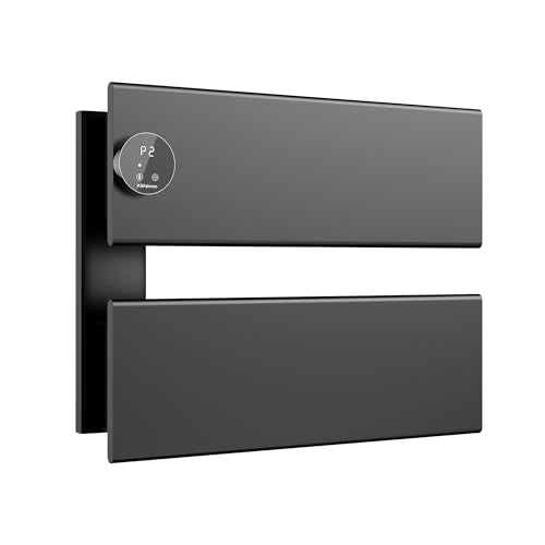 K&KALONZO Electric Towel Warmer, 18.35" W x 14.6" H Wall-Mounted Towel Heater with Built-in Timer, Waterproof Aluminum Towel Warmer for Bathroom, Support Plug-in and Hardwired, Black, K2-L-B - color: Matte Black, size: 2-Bar