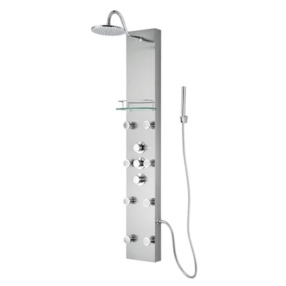 Blue Ocean SPS8801 series Shower Panel Tower with Rainfall Shower Head and Spout (57 inch Stainless Steel) - style: 57 inch Stainless Steel
