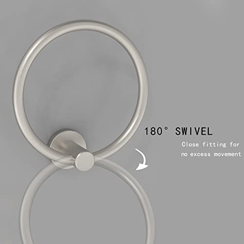 RARXTR Brushed Nickel Towel Ring, Hand Towel Holder for Bathroom Kitchen Modern Rounded Base Wall Mount SUS304 Stainless Steel - color: Brushed Steel