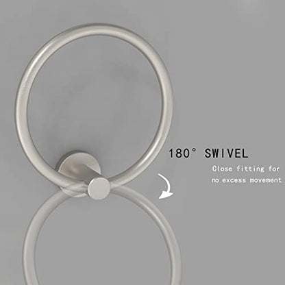 RARXTR Brushed Nickel Towel Ring, Hand Towel Holder for Bathroom Kitchen Modern Rounded Base Wall Mount SUS304 Stainless Steel - color: Brushed Steel