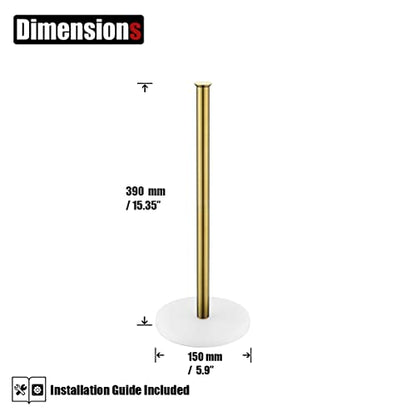 JQK Toilet Paper Storage Stand White Gold, 304 Stainless Steel Tissue Reserve Holder Dispenser for Bathroom, Brushed Gold, TPS180-WG - color: Gold & White Base