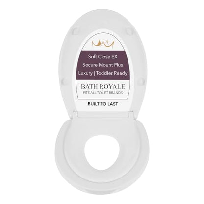 BATH ROYALE Potty Training Seat - Soft Close, Kingsport BR721-00, Elongated White, Adult & Child Combo - color: White, size: Elongated
