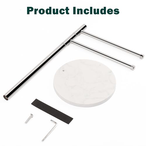 Hand Towel Holder, F-Shape Hand Towel Stand with Marble Base, Stainless Steel Swivel Hand Towel Rack Bar Standing for Bathroom Kitchen Countertop, 2 Arms (Chrome Finish) - color: Chrome Finish