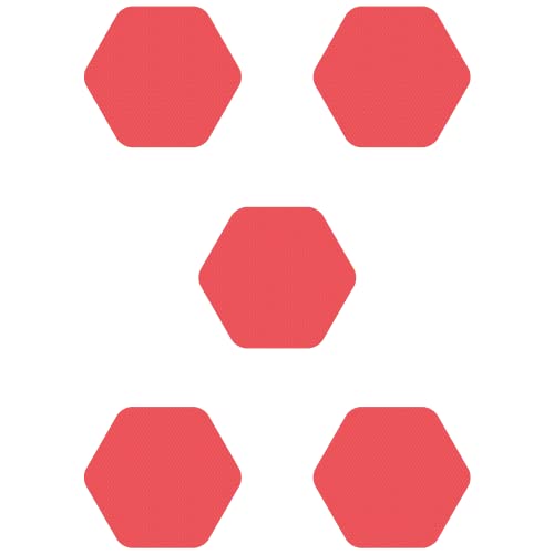Kahuna Grip Bathtub Bath and Shower 5¼" Hexagon Non-Slip Traction Treads (Red) - color: Red