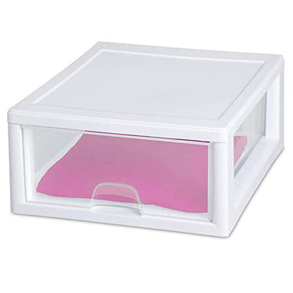 Sterilite Stacking Drawer Storage Organizer for Clothes, 16 Quart, 18-Pack | White Frame, Stackable Modular Clear Plastic Drawers & Containers for Clothing, Accessories, Craft Supplies, Shoes or Linens - size: 16 Quart, style: 18 Pack