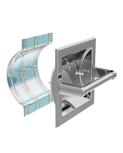 Chrome Recessed Toilet Paper Holder Wall Mounted 304 Stainless Steel | Polished Finish Post Pivoting Design Easy to Change Roll, in Wall Toilet Paper Holder for Mega Roll Waterproof & Rustproof - color: Chrome