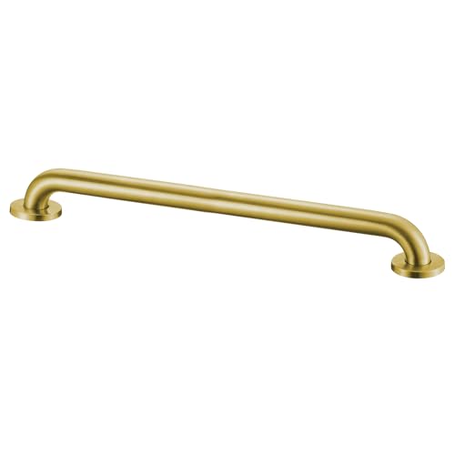 Stardrix 24-Inch ADA Compliant Grab Bar, 1.5" Diameter, Concealed Mounting Flanges, Handicap Friendly, Commercial & Residential Bathrooms, Brushed Gold Stainless Steel - color: Brushed Gold, size: 24"