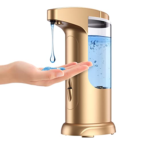 370ml Touch-Free Battery Operated Electric Automatic Liquid Soap Dispenser - Adjustable Soap Dispensing Volume - Premium Soap Dispenser for Kitchen Bathroom Toilet (Golden) - color: Gold