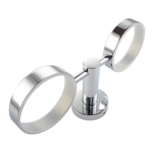 Double Toothbrush Holder, Angle Simple Stainless Steel Toothbrush Holder Rinsing Cups Drinking Glass Toothbrush Mug Hanger Toothpaste Razor Holder Bathroom Accessories, Chrome - color: Chrome