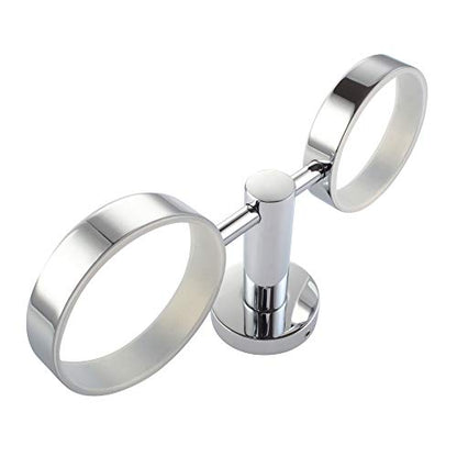 Double Toothbrush Holder, Angle Simple Stainless Steel Toothbrush Holder Rinsing Cups Drinking Glass Toothbrush Mug Hanger Toothpaste Razor Holder Bathroom Accessories, Chrome - color: Chrome