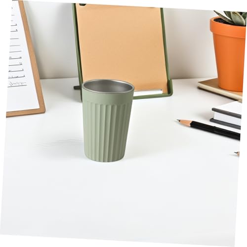 Textured Stainless Steel Toothbrush Cup Green Bathroom Tumbler Holder for Rinsing Stylish and Versatile Use in Home School Office