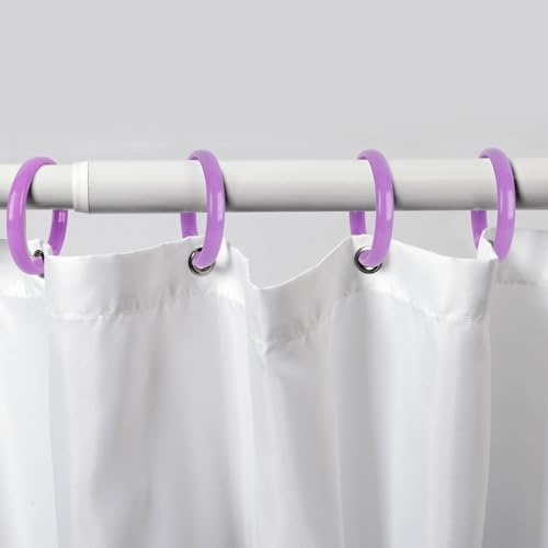 Purple Shower Curtain Hooks - 12 Pcs Circular Plastic Shower Curtain Rings for Bathroom - O Shaped Purple Shower Hooks Rings for Shower Curtain Rod - color: Purple