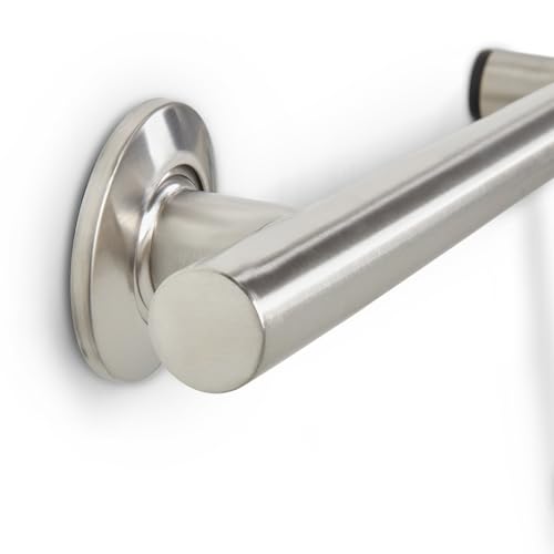 Seachrome Bathroom Grab Bar, 38 inch Stainless Steel, Right Handed Zuma Bar, 1 1/4 inch Diameter, Handicap Grab Bar, Safety Rail, Satin Stainless (Model: GWR-3638-QCR-SS) - color: Satin Stainless, style: Right-Hand