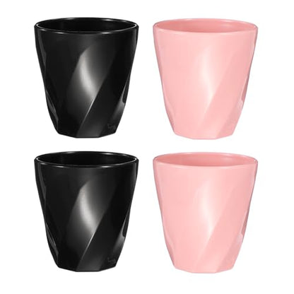 uxcell 4 Pcs Simple Toothbrush Cup, 13.5 OZ Reusable Bathroom Tumbler, 2.2 x 3.5 Unbreakable Plastic Cups for Storing Toothpaste Makeup Brush Holder Water Beverages Combs, Pink/Black - color: Nordic Pink/Black