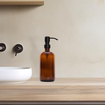 Diahom Soap Dispenser Glass Stainless Steel Pump 16 Oz for Kitchen Hand Dish